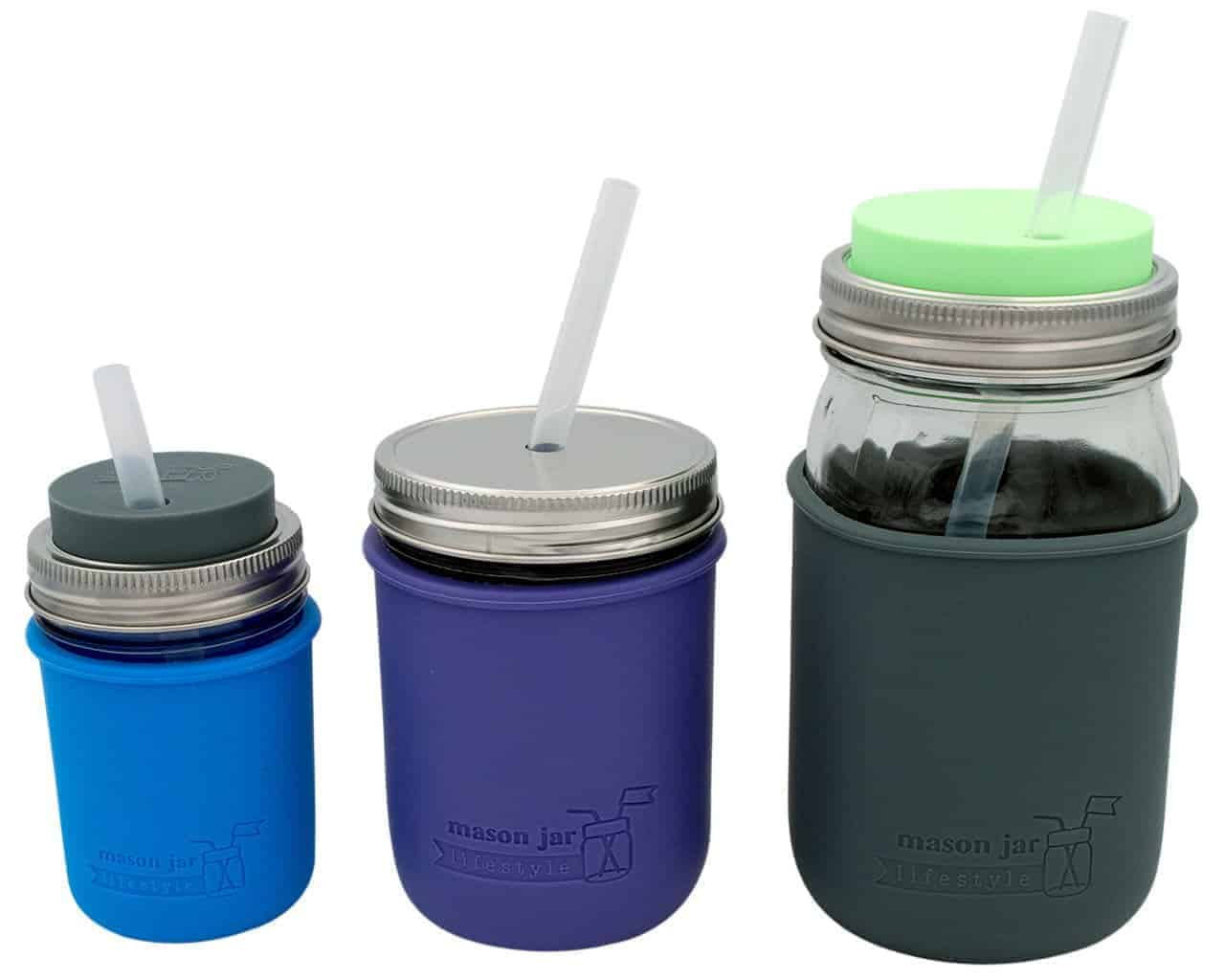 Medium Silicone Reusable Straws for Pint Mason Jars 8 Pack