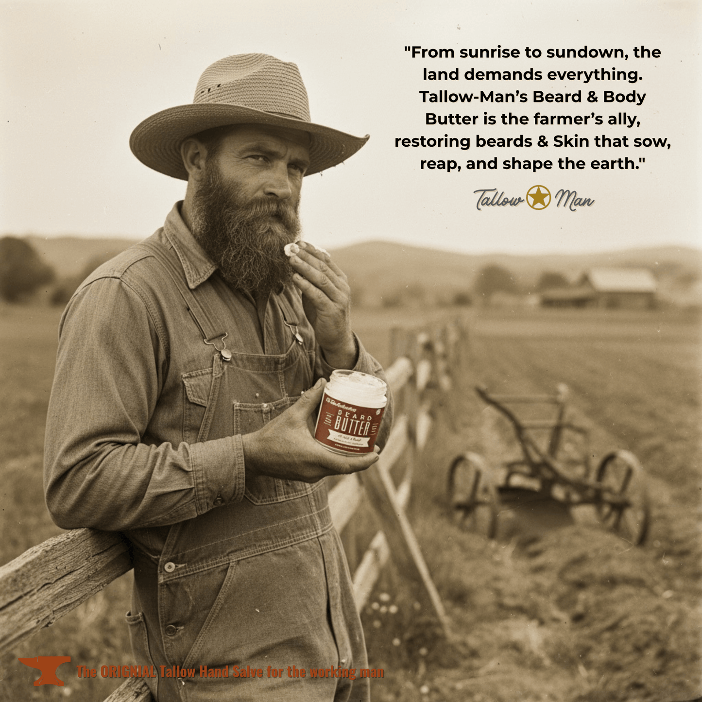 Tallow Man Beard Butter 9oz Trio – Men's Grooming Gift Set | Bay Rum, Tobacco Vanilla, Barbershop